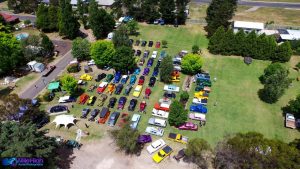 Mile High Aerial Photography of Hot Rod show at Armidale Tourist Park